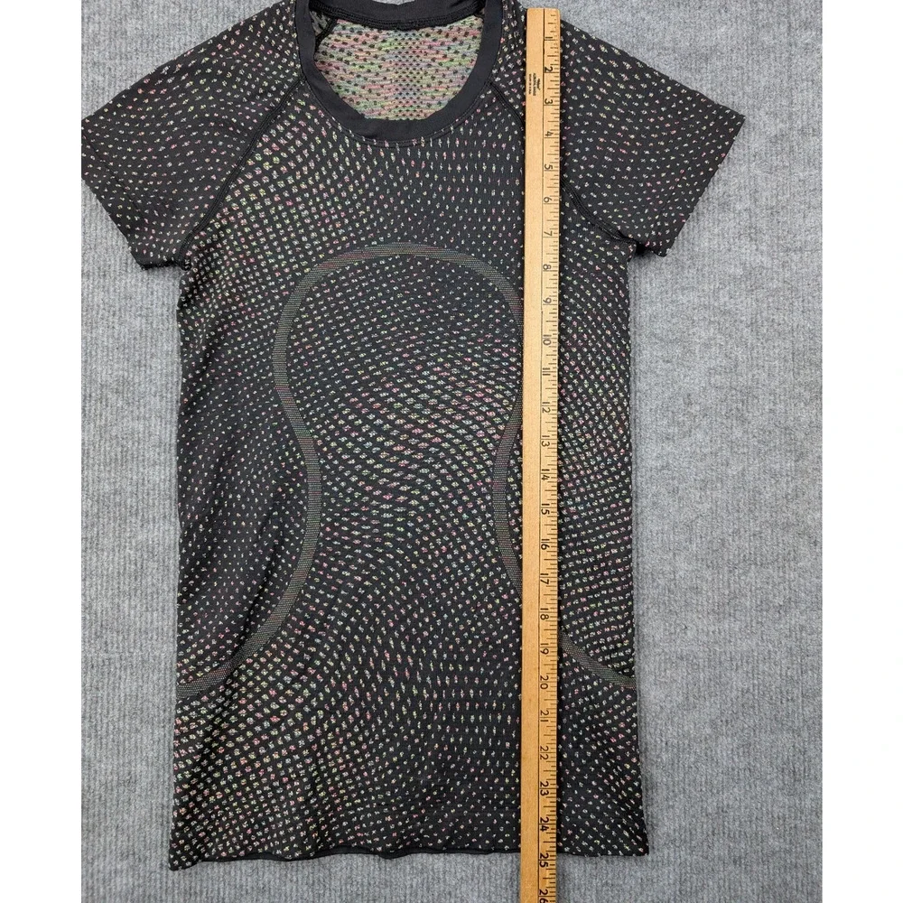 Lululemon Swiftly Tech Shirt 2.0 Grid Warp Black Neon Multi Athletic Running